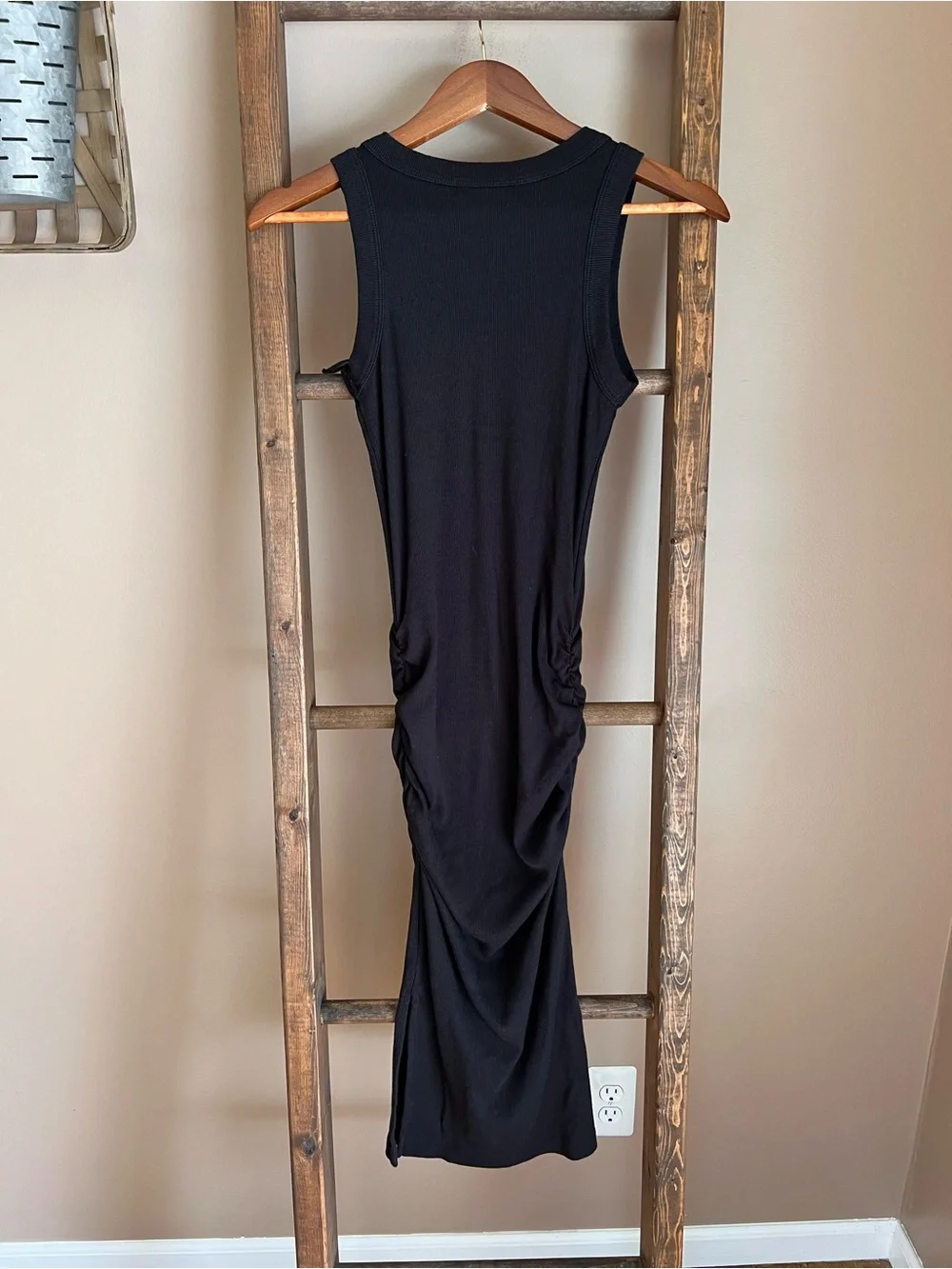 Michael Stars Black Sleeveless V-Neck Ribbed Bodycon Maxi Dress